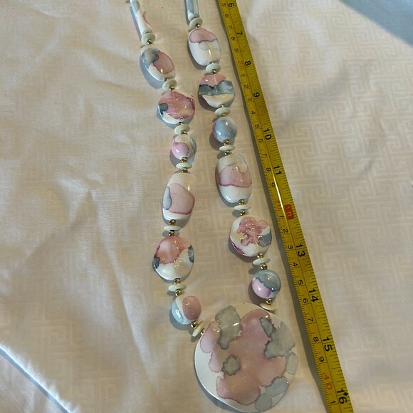 Vintage Hand Painted Japanese 32" Necklace - Picture 8 of 11